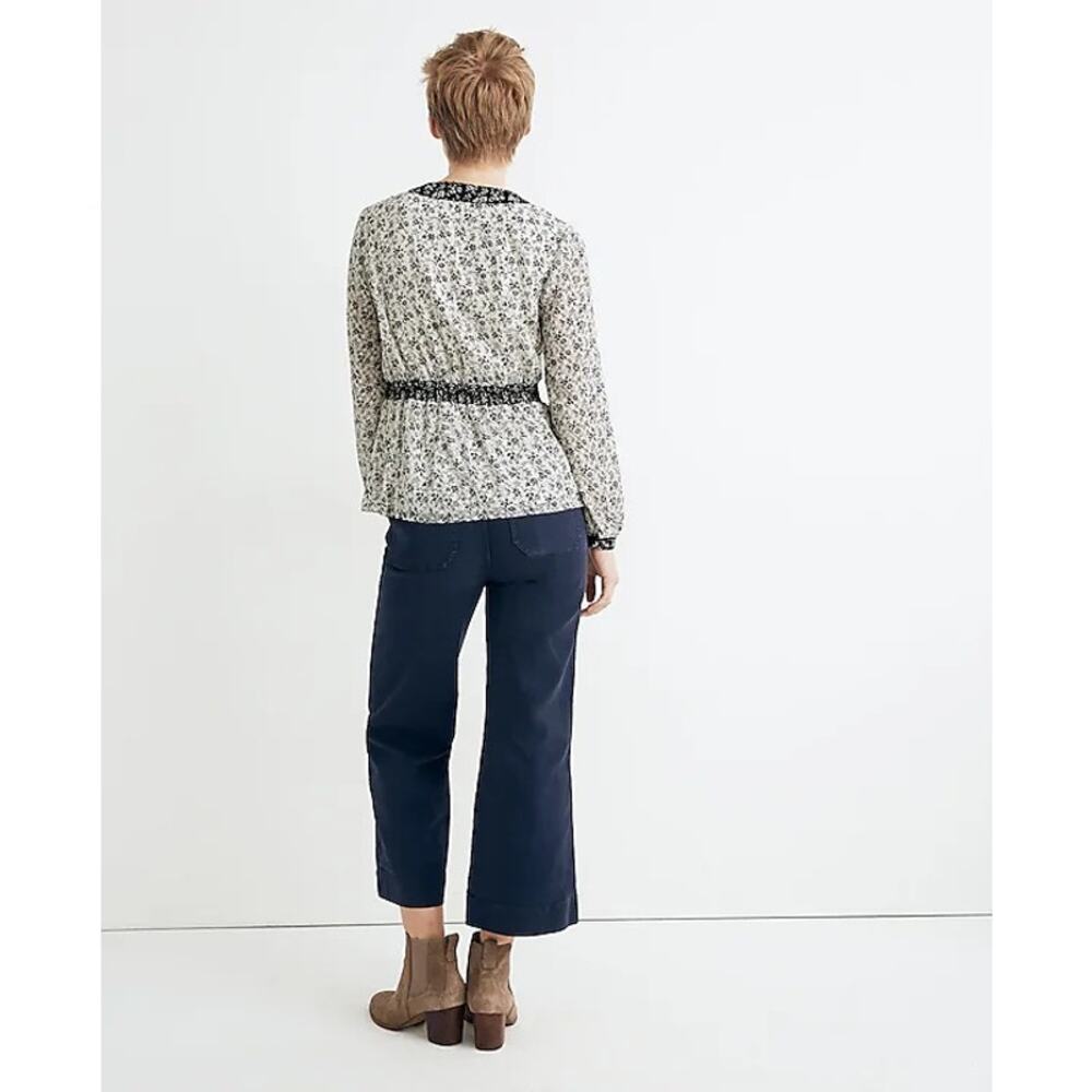 Madewell | L | V-Neck Peplum Top in Clipdot Branch Floral Semi Sheer Blouse - Picture 2 of 4